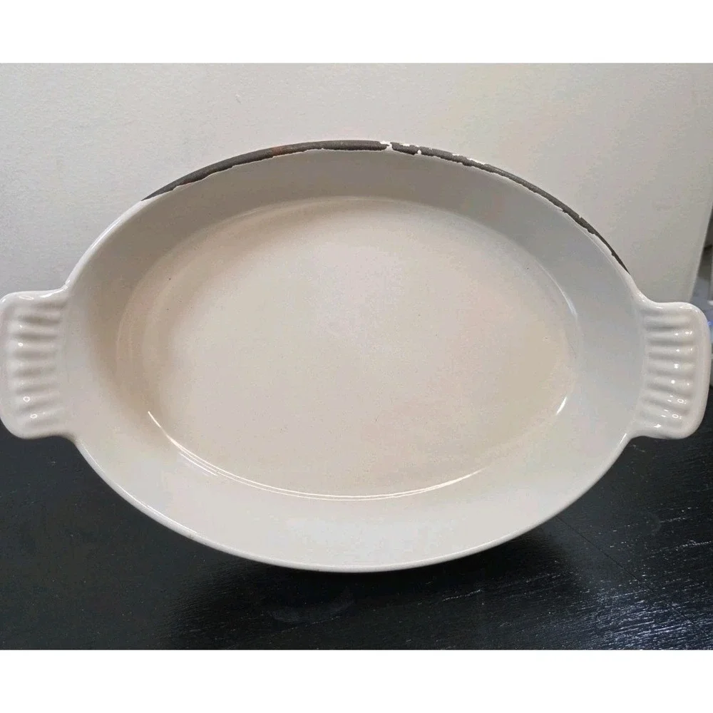 Vintage Descoware FE 22 Belgium Orange Enamel Casserole Dish